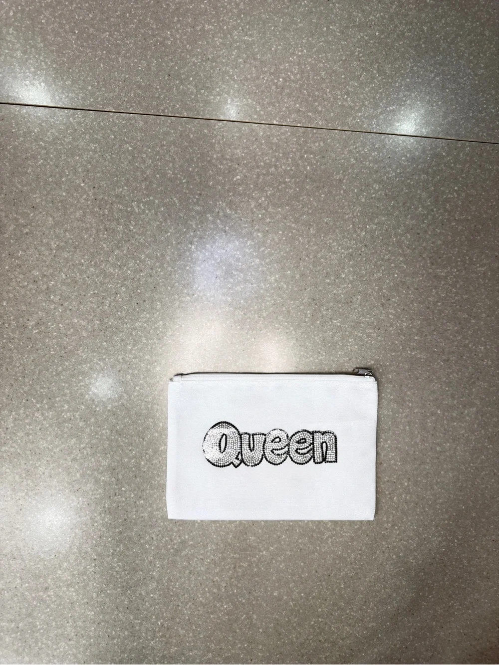 Cosmetic Bag.  Cricut bag with a Cricut QUEEN iron-on.  QUEEN is on both sides.